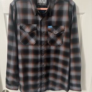 DIXXON Men's Black, Gray, and Brown Plaid Shirt